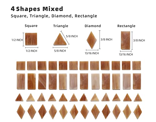 Lanyani Glass Mosaic Tiles for Art Crafts, 4 Shapes Mixed Colorful Glass Tiles Tiffany Stained Glass Pieces, 200 Pieces, Square/Rectangle/Diamond/Triangle