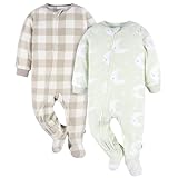 Gerber Unisex Baby Toddler Fleece Footed Pajamas 2-Pack, Moons, 5T