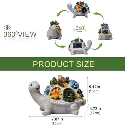 YODY-Solar-Garden-Statues-Outdoor-Decor-Yard-Decorations-for-Outside-Clearance-Lawn-Ornaments-Patio-Balcony-Turtle-with-7-LED-Lights-Unique-Birthday-House-Warming-Gifts-for-Women-Mom-Grandma