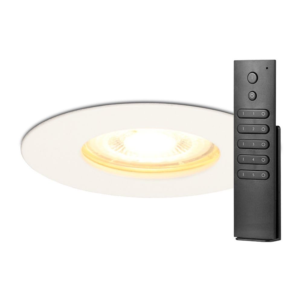 HOFTRONIC Bari - Set di 16 faretti LED da incasso, dimmerabili con dimmer e telecomando, GU10, 4 Watt, 345 lumen, 2700 K, bianco extra caldo, IP65, alluminio, per bagno, cucina e soggiorno