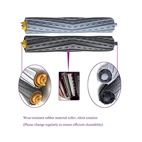 PELLYDA Rubber Roller Brushes,Replacement Parts for irobot Roomba 800 & 900 Series, Roomba 800 850 860 861 866 870 880 890 900 980 985 Vacuum,Roomba Accessories 2 Sets of Debris Extractor