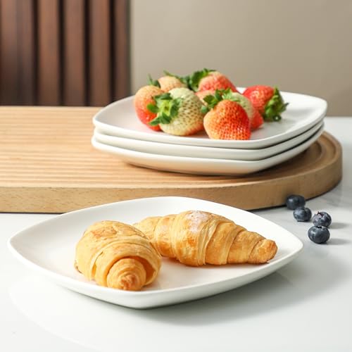 XINLTC Ceramic Appetizer Plate, Set of 10, 7 inch Square Dessert Plates, Small Dinner Plates, White Stackable Serving Plates for Cake Snacks Side Dish Bread Butter, Microwave and Dishwasher Safe by XINLTC - Image 5