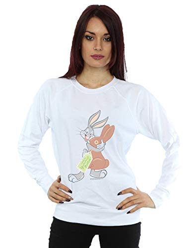 Absolute Cult Looney Tunes Women's Bugs Bunny Yummy Easter Sweatshirt White Small