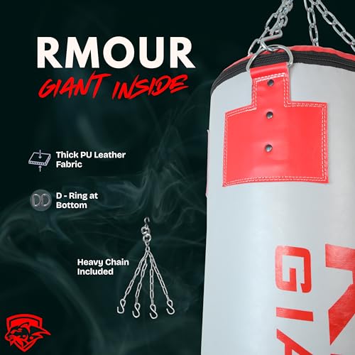 Image of RMOUR Unfilled PU Punching Bag for Boxing MMA Sparring Punching Training Kick Boxing Muay Thai with Hanging Chain (Grey, 3 Feet)