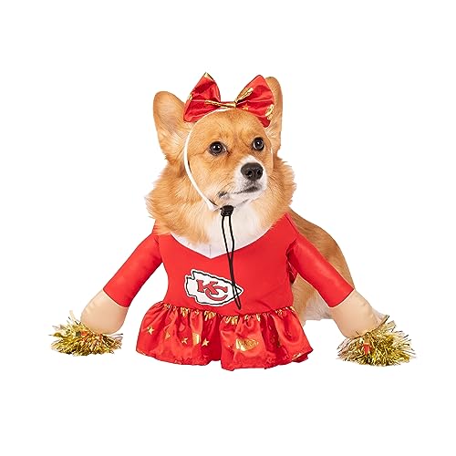 NFL Kansas City Chiefs Officially Licensed Cheer Dog Costume by MODERN HERO Includes Dress with Faux Stuffed arms and Tinsel pom-poms and Satin Bow Headband (XX-Large)