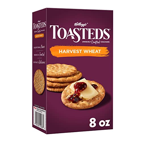 Toasteds Crackers, Party Snacks, Lunch Snacks, Harvest Wheat, 8oz Box (1 Box)