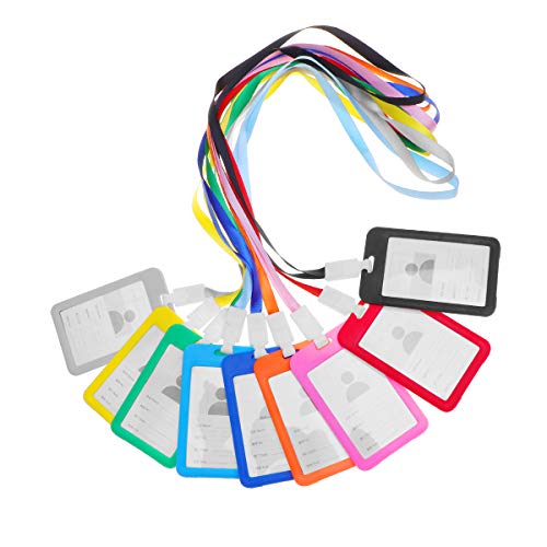 Toyvian Porta-crachás verticais de plástico transparente colorido com cordão removível para pescoço