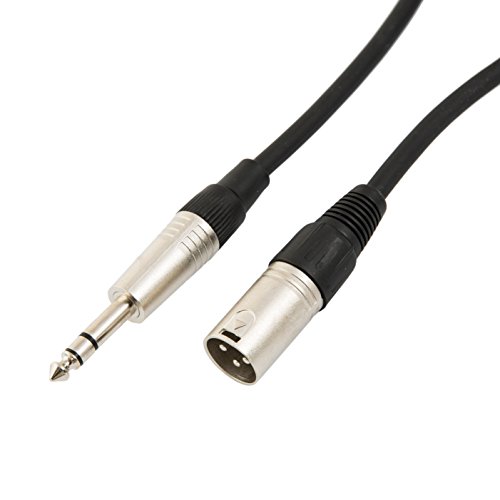 VisioSound 2 x Male XLR to 6.35mm Stereo Jack Lead/Balanced Signal Patch Cable / 2 Pack 3m Black/Black