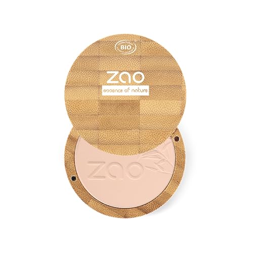 Polvo compacto ZAO Polvo compacto capuchino 304, en lata de bambú rellenable