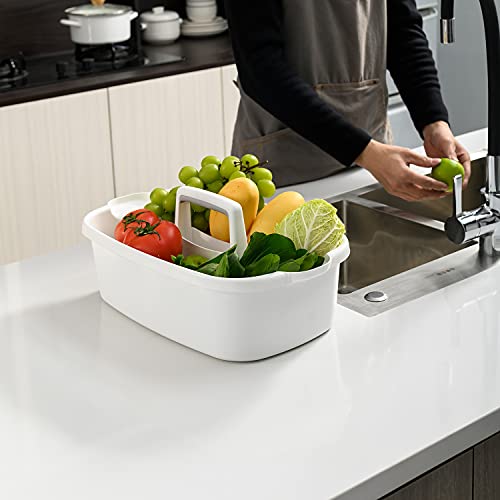 Alink Large Plastic Shower Caddy Tote, Portable Storage Caddy Basket Organizer With Handle For Dorm, Bathroom, Tool, Garden, Kitchen, Cleaning Supplies – Blue #TOP6