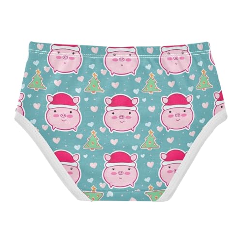 Toddler Underwear Custom 2t Cotton Cute Panties Girl Personalized Underpants Briefs Cute Pink Pig Christmas Tree Teal2