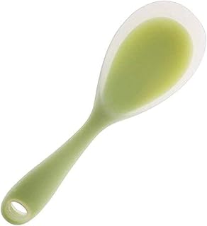 Non-Stick Rice Spoon Silicone Ladle Soup Spoon with Handle for Dining Table 22.3 x 6.8 cm (Green)