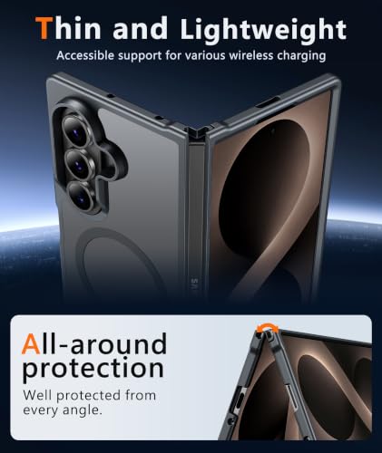 Image of FNTCASE for Samsung Galaxy Z Fold 8 Ultra Case: Galaxy Z Fold 7 Case: [Fit for Magsafe] [Screen Protector] Military Grade Drop Protection, Translucent Matte Magnetic Phone Cover - Black