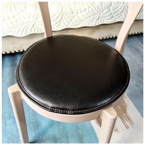 Cojín redondo impermeable de piel sintética para silla, color negro, 45 x 45 cm, elegante almohadilla redonda para comedor, cómodo cojín para taburete para uso doméstico y oficina