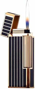 Classic Narrow Lighter, Side Slide Lgnition Butane Lighter Refillable for Women and Men, Dad, Husband Fuel Not Included,Black b