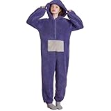 [CHALAN] テレタビーズ 着ぐるみ パジャマ ふわふわ フランネル素材 連体パジャマ 大人用 極暖 冬 防寒 ルームウェア カップル 男女兼用 あったか 室内着 部屋着 コスプレ パープル M 推奨身長 (155-165cm)