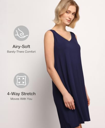 Image of GYS Cooling Bamboo Viscose Nightgowns for Women, Lightweight Sleeveless V Neck Sleep Shirt for Hot Sleepers, Soft Night dress