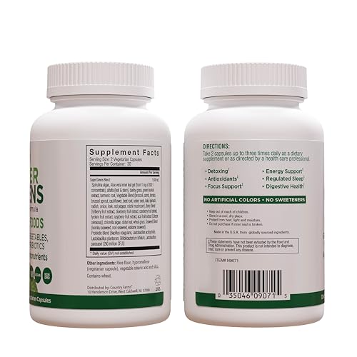 Country Farms N9071 Super Greens Vegicaps, 32 Super Foods, Whole Food Supplement, Greens, Fruit, Vegetables thumb #6