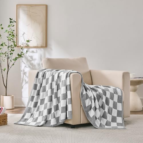 Checkered Throw Blanket for Couch, Soft Cozy Warm Knitted Blankets by Cozzenity - Used condition - Image 3