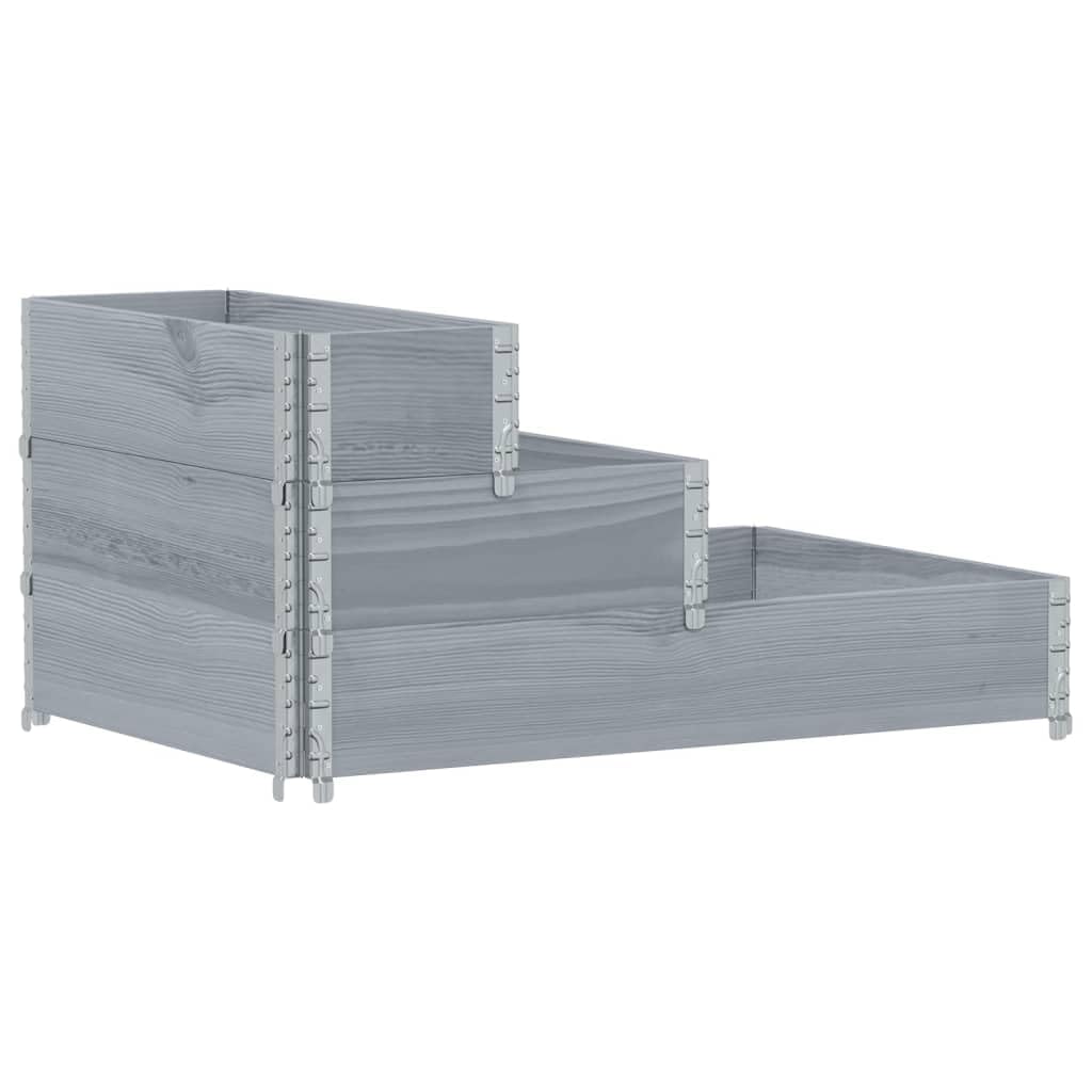 Carré Potager 3 Niveaux Pliable Bois Pin Gris 120x80x60.5 cm