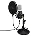 UHURU Microfono Podcast, USB per PC Kit Microfono a Condensatore Professionale 192Khz/24 Bit con Supporto da Scrivania, Filtro Pod Compatibile con PC, Laptop, Canto,Youtube,Casa Streaming,Gaming