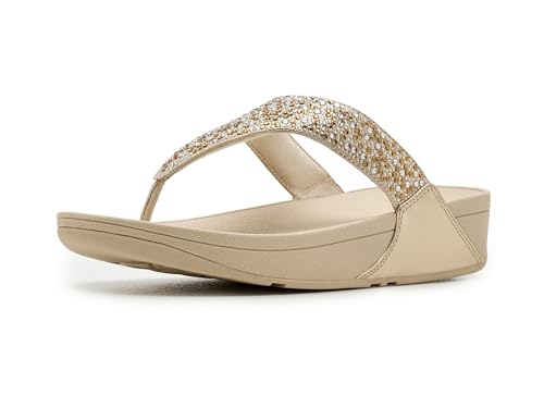 FitFlop LULU Crystal-Mix Metallic Toe-Post Sandals, in Size US 8 by fitflop - Used condition - CA$90.45
