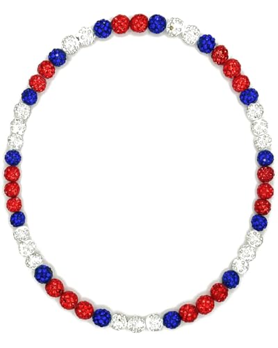 NEXIULT Baseball Ice Necklace, Rhinestone Bling Necklace - Cool Gifts for Men, 18 inch (Red, White, Blue)