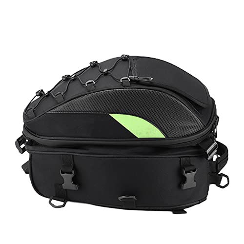 Akozon Borsa per Sella Posteriore, Borsa per Sella Posteriore per Moto Borsa per Casco Borsa Impermeabile in Tessuto Oxford Ad Alta Densità Riflettente Universale(Verde)