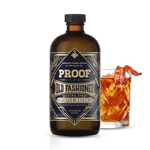 Proof Syrup Old Fashioned Cocktail Mix - Made with Real Bitters &amp; Cane Sugar - Maple Bacon Flavor - Fast, Easy, Delicious, Handcrafted Cocktail Syrup - 16oz - 1 Bottle