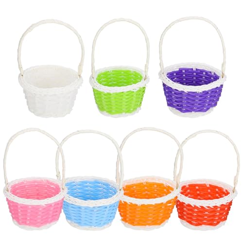 Luxshiny 7pcs Plastic Storage Baskets for Easter Decor Home Organization Lightweight Food Baskets for Boys and Girls Crafts and Loose Items Storage