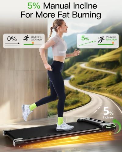 Image of FINEHORSE Walking Pad with 13% Auto Incline, Under Desk Treadmill for Home | 6-Level 13% Auto Incline, 330LBS Capacity, 2.5HP, LED Display,Remote Control, <45dB Portable Treadmills for Home Office