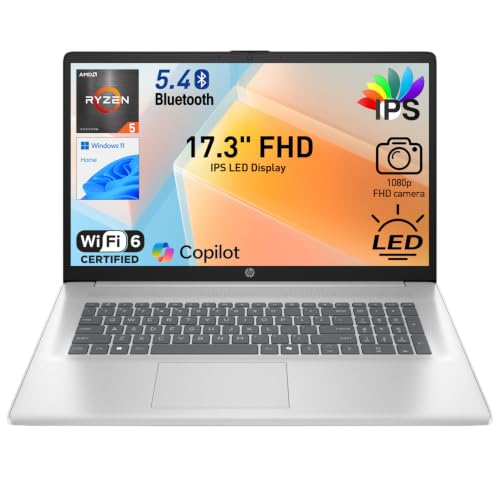 HP 17.3" FHD IPS LED Anti-Glare 300 nits Laptop, AMD Ryzen 5 7430U 6-core CPU, 16GB RAM, 1TB Storage, Webcam w/Shutter, Microsoft Copilot Key, Wi-Fi 6, BT 5.4, Win11 Home, 17-cp3000