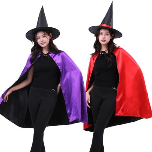 [happykoko] 吸血鬼 魔女 コスプレ マント 帽子 ハロウィン ドラキュラ 衣装 ヴァンパイア コスチューム (パープル)の商品画像（Amazon）