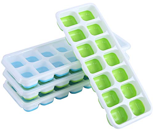 2 Vaschette Per Cubetti Di Ghiaccio Con Coperchio E Clip – Stampi In PET, Giallo/verde, Impilabili, Per Whisky E Cocktail - 2