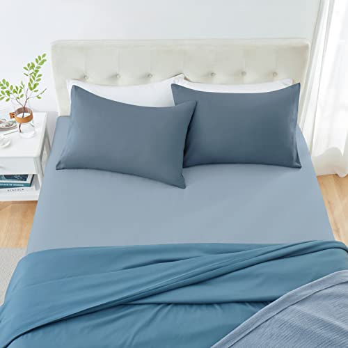 Milvowoc 2Pcs Brushed Microfiber Queen Pillowcases - 20 X 30 Inch, Slate Blue Pillow Case Set Non Slip Envelope Pillow Cover With Moisture Absorption And Anti-Wrinkle #TOP4