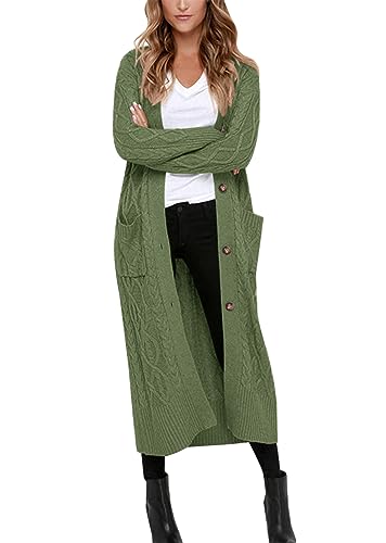 Danedvi Women's Long Cardigans Long Sleeve Cable Knit Button Down Open Front Chunky Knit Sweaters...