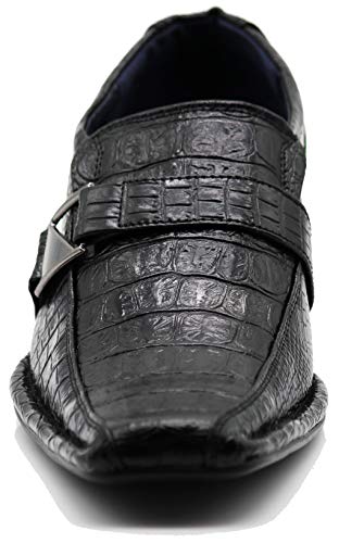 Enzo Romeo Santcro Men's Dress Crocodile Print Loafers Elastic Slip on with Buckle Fashion Shoes Runs Half Size Big3