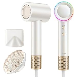 High-Speed Hair Dryer, 160,000 RPM Brushless Motor for Ultra-Fast Drying,500M Ionic Negative for Frizz Reduce, Low Noise Thermo-Control Blow Dryer with Diffuser for Curly Hair Women and Men,White