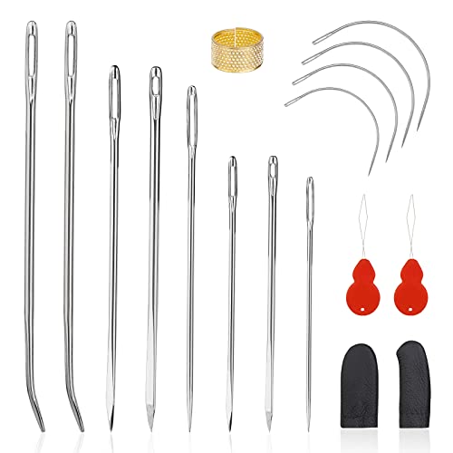 Kit de réparation de tapisserie d'ameublement 12 pièces aiguilles à coudre en cuir aiguilles à coudre à la main aiguilles triangulaires aiguilles de sac...