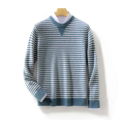 Men's Round Neck Wool Soft Striped Pullover Casual Thick Basic Sweater Large Size Top4