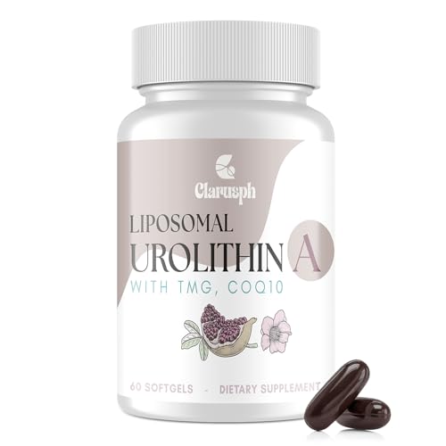 Clarusph Liposomal Urolithin A 1500mg - Supplement for Muscle Strength, Stamina & Focus - High Absorption, 60 Softgels (Pack of 1)
