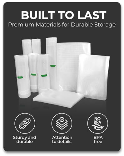 Image of EconoHome 8 inchx20' Roll Heavy Duty Vacuum Seal Bags for Food 10 Pack - Commercial-Grade, Airtight & Leakproof Plastic Vacuum Storage Bags for Sous Vide, Meal Preparation, Processing & Dry Aging Meat