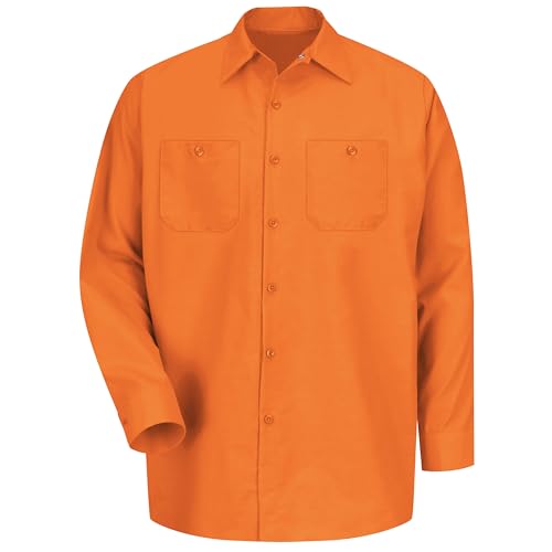 Image of Red Kap Men's Long Sleeve Industrial Work Shirt | Moisture Wicking Button Up, Wrinkle Resistance Fights Fading & Stains