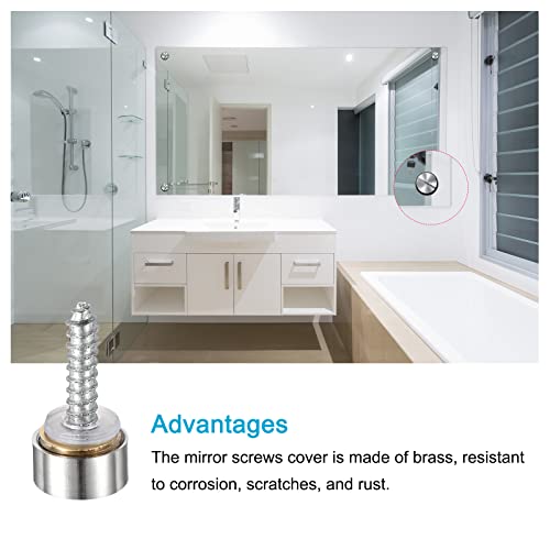 Image of METALLIXITY Mirror Screws (10mm /0.39 inch) 12Pcs, Decorative Cover Cap Nails Brushed - for Sign Advertising Hardware, Construction, Silver Tone