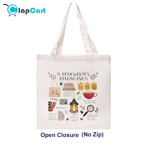 Clapcart-Canvas-Tote-Bag-Set-of-2-for-Women-Printed-Multipurpose-PolyCotton-Bags-Cute-Hand-Bag-for-Girls-Bookworms-belongings-and-Flower