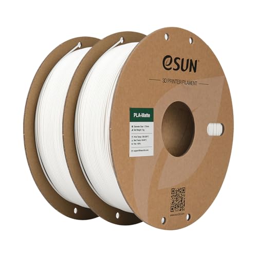 Image of eSUN Matte PLA Filament 1.75mm 3D Printing Filament White PLA, 1kg Cardboard Spool(2.2lbs) 3D Printer Filament for Most FDM 3D Printers, Milky White 2Pack