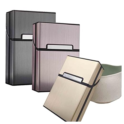 3 Piezas Portátil Caja de Cigarrillo, Funda de Aluminio con la magnétic Plastico Pitilleras para Hombre Mujer Caja Cigarrillo para 20 Cigarrillos(gris, rosa, dorado)