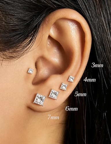 Image of 5 Pairs 14K Gold Plated Stud Earrings for Women, Hypoallergenic Earring Sets for Multiple Piercing, Premium Cubic Zirconia Studs Earrings for Women