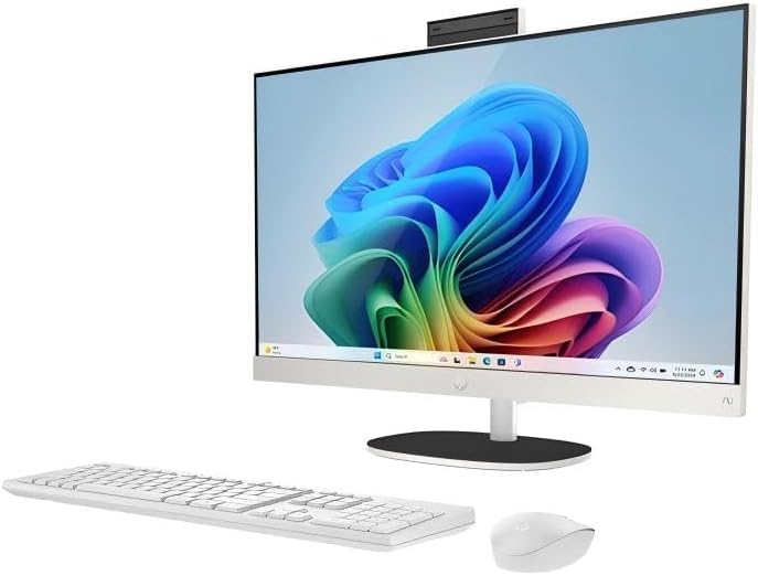 Image of HP 27 inch All-in-One Touchscreen Desktop Computer, AMD Ryzen AI 7 350 (8-Core, Up to 5 GHz), 64 GB DDR5-5600 MHz, 4 TB NVMe SSD, FHD IPS Display, Copilot+ PC, Wi-Fi 6 & BT 5.4, Win 11 Pro, Accessories
