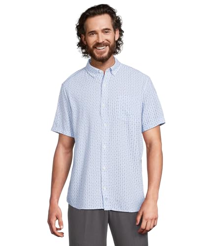 Johnston & Murphy Men's Short Sleeve Illusion Print Linen Shirt